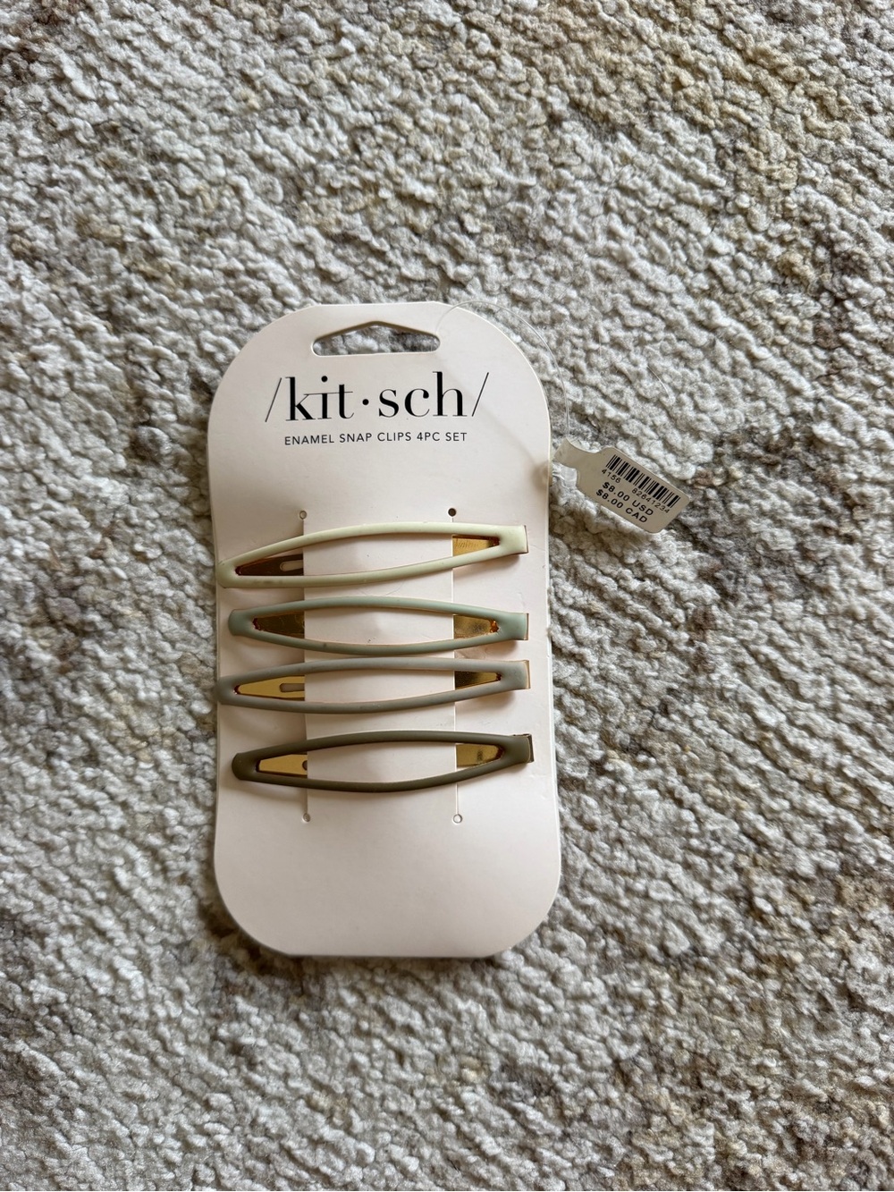 Kitsch Olive Green Enamel Snap Clips - 4-Pack